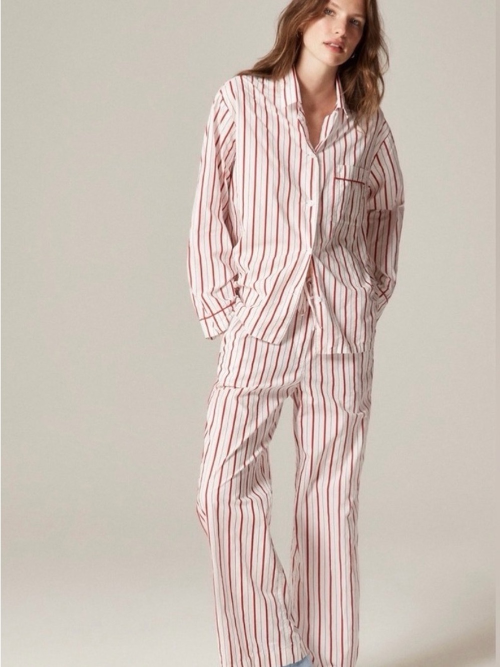 J. Crew Red and White Striped Women’s Medium Pajama Set
